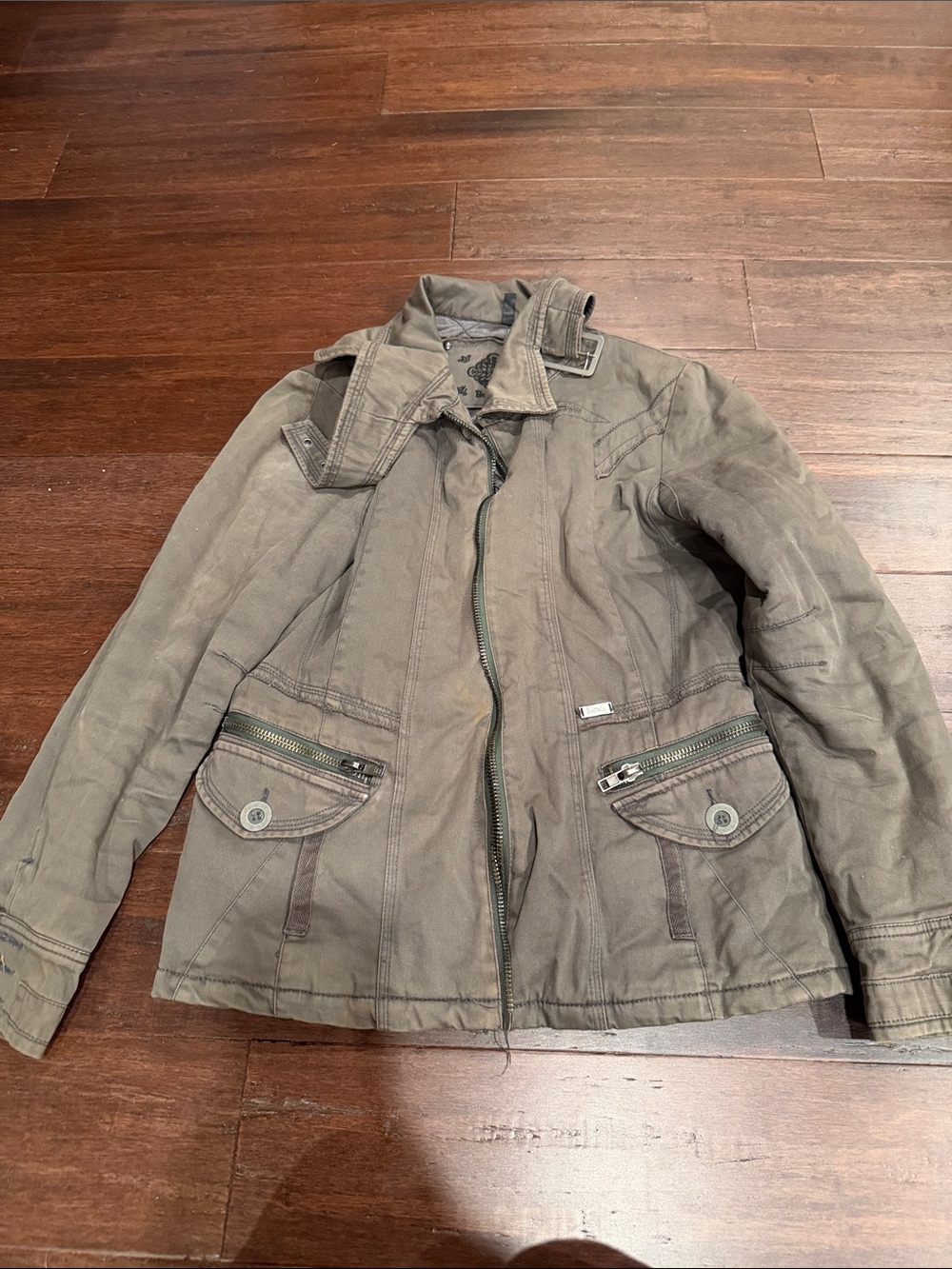 Buffalo David Bitton Olive Green Military-Style Field Jacket